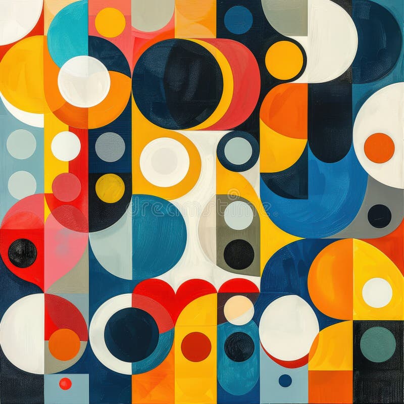 Colorful Abstract Artwork Featuring Repetitive Circular Patterns Stock