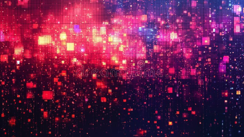 Colorful abstract background with glowing squares and vibrant patterns royalty free illustration