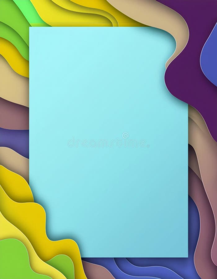Colorful abstract background with wavy paper layers and copy space poster stock photography