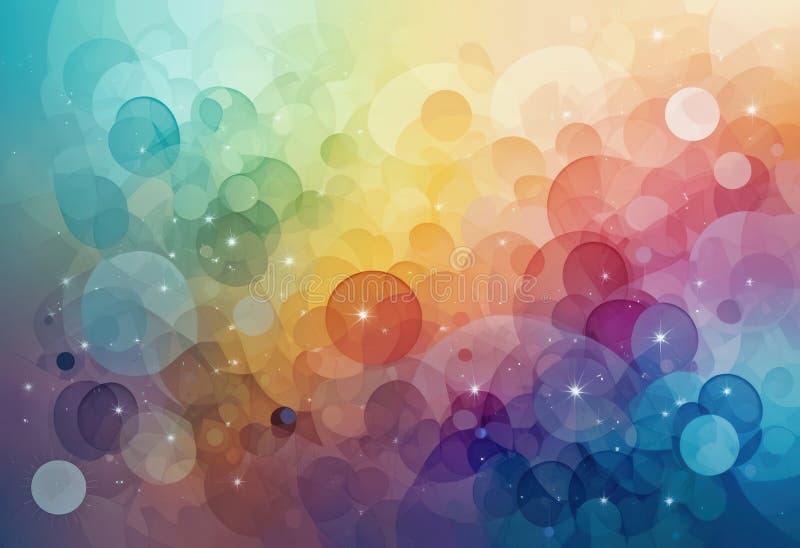 Colorful abstract design with circles and sparkles in a gradient background vector illustration