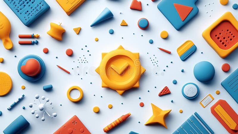 Colorful abstract design with various icons royalty free illustration