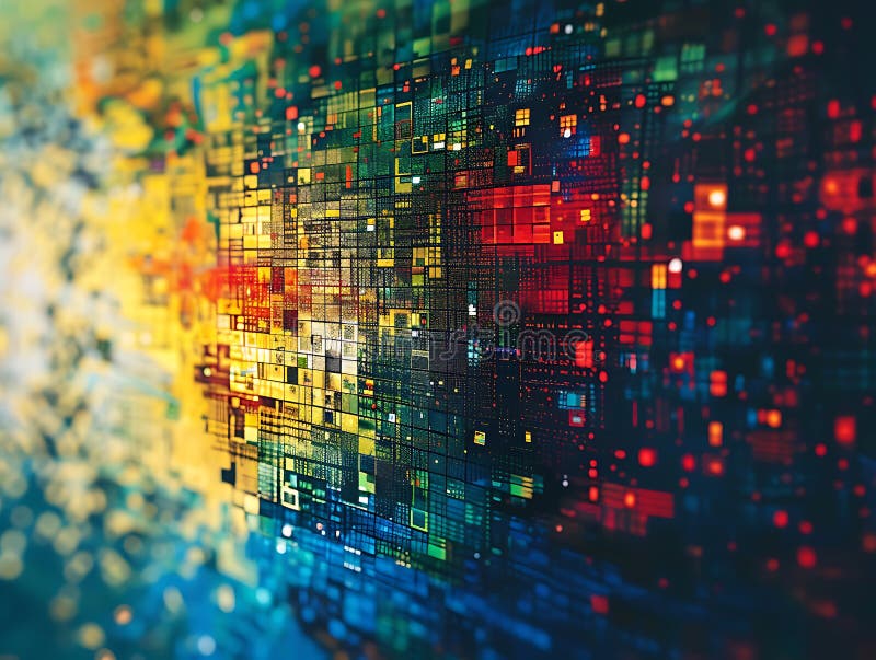 Colorful Abstract Digital Design: Dynamic Geometric Patterns and Textures royalty free illustration