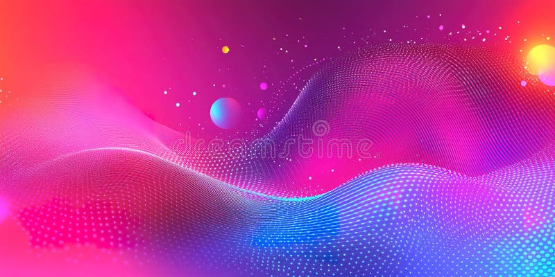 Colorful abstract digital wave background with gradients and dots creating a vibrant artistic effect stock illustration