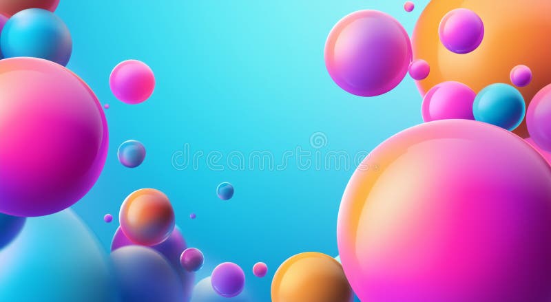 Colorful Abstract Floating Spheres Vibrant Bokeh Gradient Design stock illustration