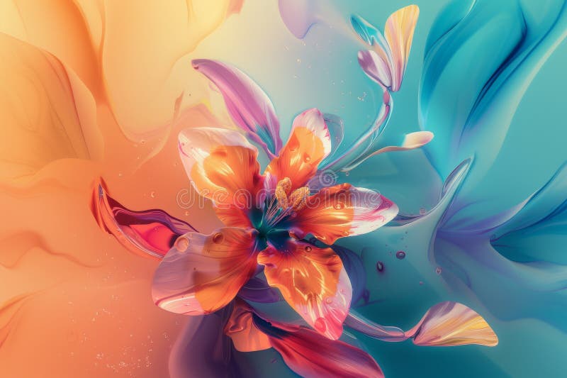 Colorful abstract floral design with dynamic flow royalty free stock image