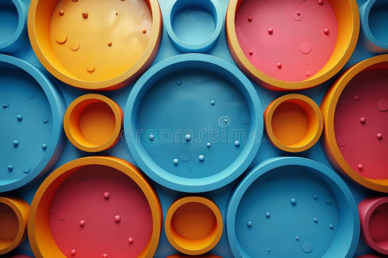 Colorful abstract geometric 3D rendering of circles and spheres vector illustration