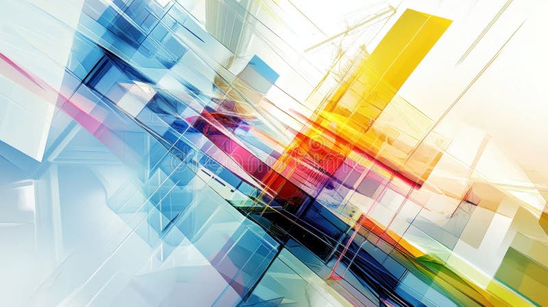Colorful abstract geometric shapes creating a vibrant modern design royalty free illustration