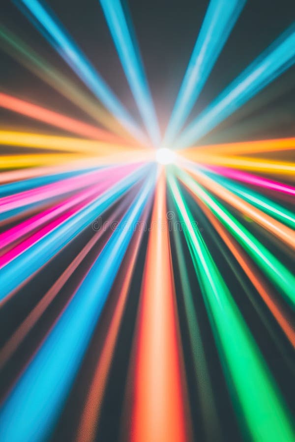 Colorful abstract light beams converging in radial pattern royalty free illustration