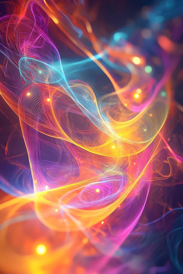 Colorful abstract light patterns swirling in vibrant hues creating a mesmerizing visual experience royalty free illustration