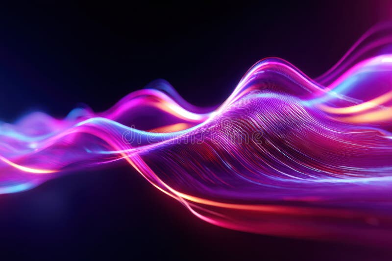 Colorful abstract lights create flowing wave patterns in dark space royalty free stock photos