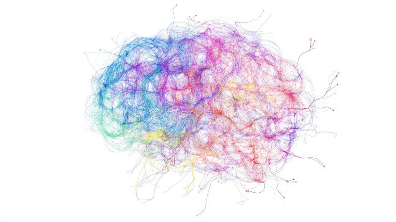 Colorful Abstract Network Visualization on White Background. This colorful abstract illustration depicts a network of interconnected lines on a white background, embodying creativity and technology. Generative AI
