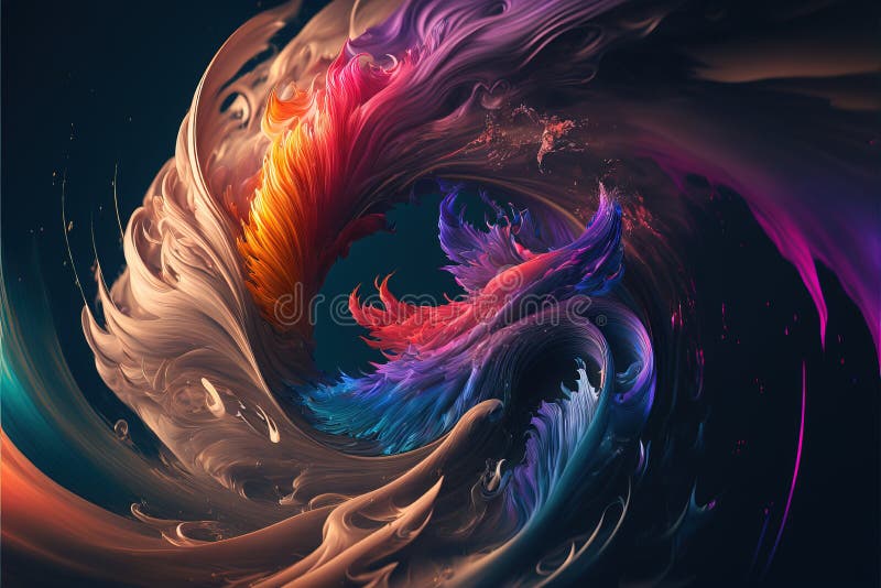 A Colorful Abstract Painting with a Black Background and a Blue