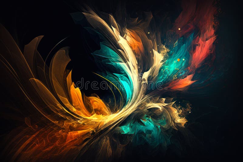 Colorful Abstract Painting on Black Background. Generative AI Stock Image Image of futuristic