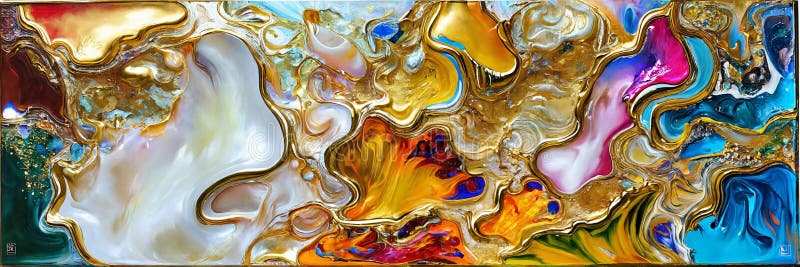 Colorful abstract painting oil and water complex complicated bright vivid colors royalty free illustration