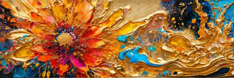 Colorful abstract painting oil and water complex complicated bright vivid colors stock illustration