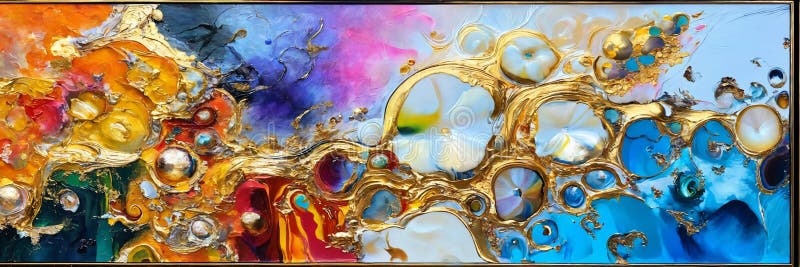 Colorful abstract painting oil and water complex complicated bright vivid colors stock illustration