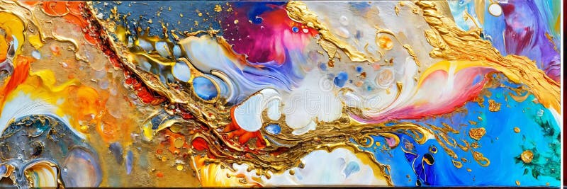 Colorful abstract painting oil and water complex complicated bright vivid colors stock illustration