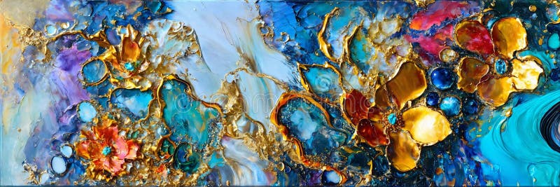 Colorful abstract painting oil and water complex complicated bright vivid colors vector illustration
