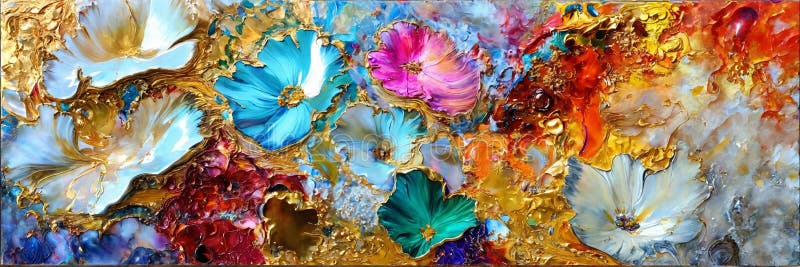 Colorful abstract painting oil and water complex complicated bright vivid colors stock illustration