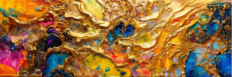 Colorful abstract painting oil and water complex complicated bright vivid colors stock illustration