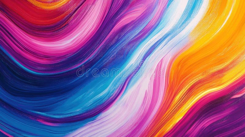 A colorful abstract painting with wave of paint stock illustratie