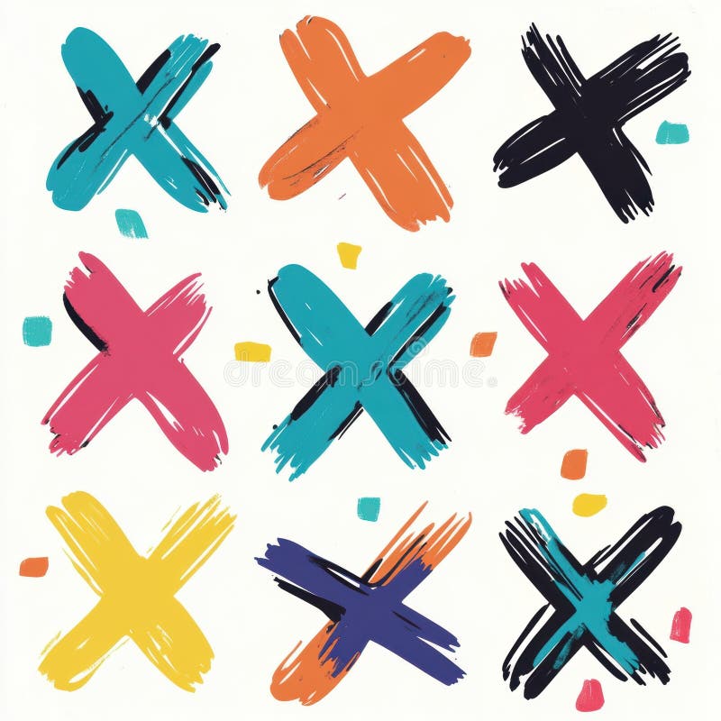 Colorful abstract x shapes arranged in a playful grid layout vector illustratie