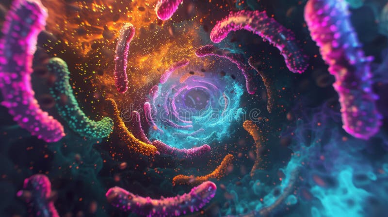 Colorful Abstract Shapes In A Dark Space stock photography