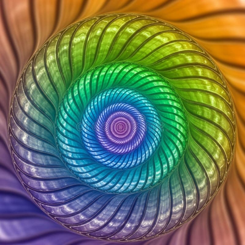 Colorful abstract spiral pattern with intertwined, curved lines creating a vortex effect. The stock illustration
