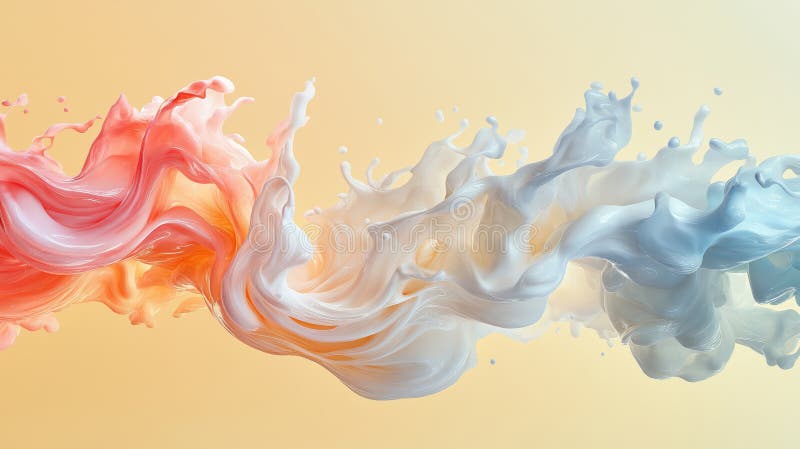 Colorful abstract swirls blend harmoniously against a soft gradient background stock image