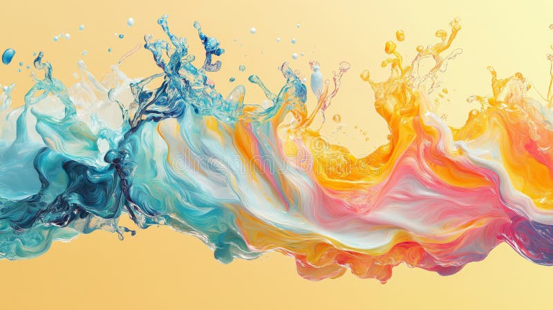 Colorful abstract swirls blend harmoniously against a soft gradient background stock photography