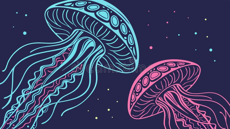 Vibrant Abstract Jellyfish Floating Underwater Marine Life Vector Art, vector design Generative AI vector illustration