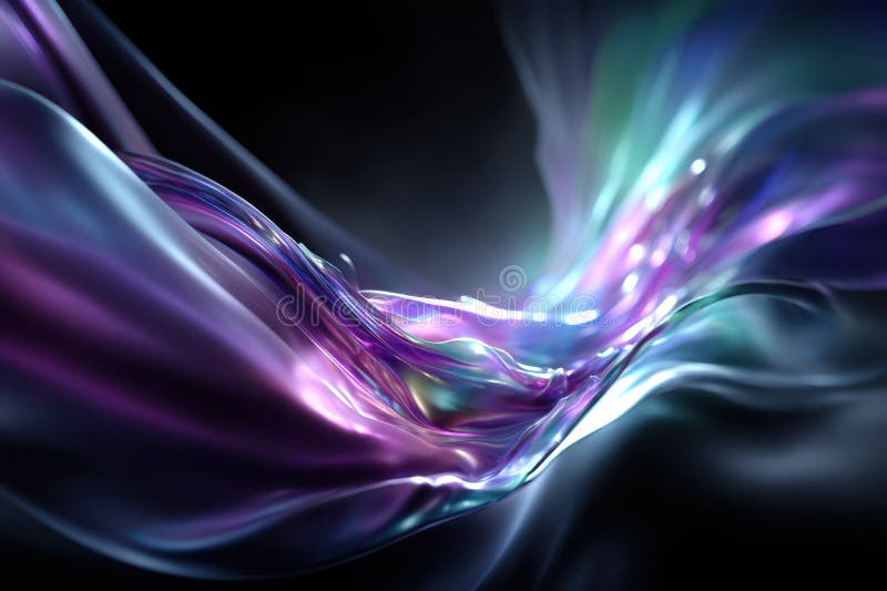 Colorful abstract wave design with swirling motion and light reflections stock photo