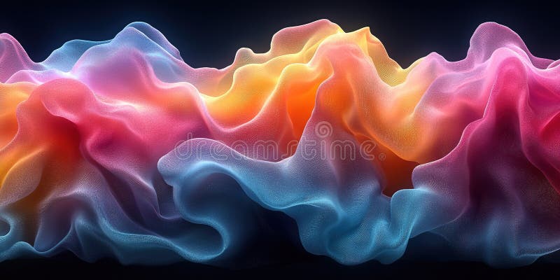 Colorful abstract wave pattern showcasing vibrant hues and fluid motion in a dynamic digital art piece stock illustration