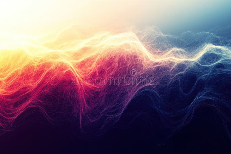 Colorful abstract wave patterns with vibrant lighting effects at twilight royalty free illustration