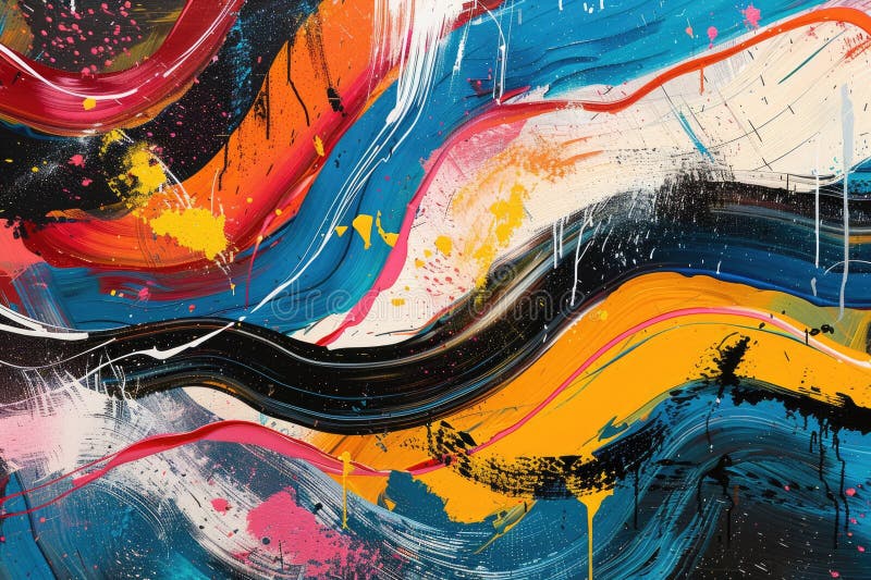 Unde abstracte colorate într-un stil multicolor de artă fluidă cu compoziție vibrantă și dinamică aig62 stock photos