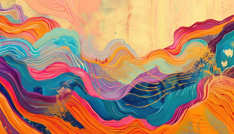 Unde abstracte colorate într-un stil multicolor de artă fluidă cu compoziție vibrantă și dinamică aig62 royalty free stock photography