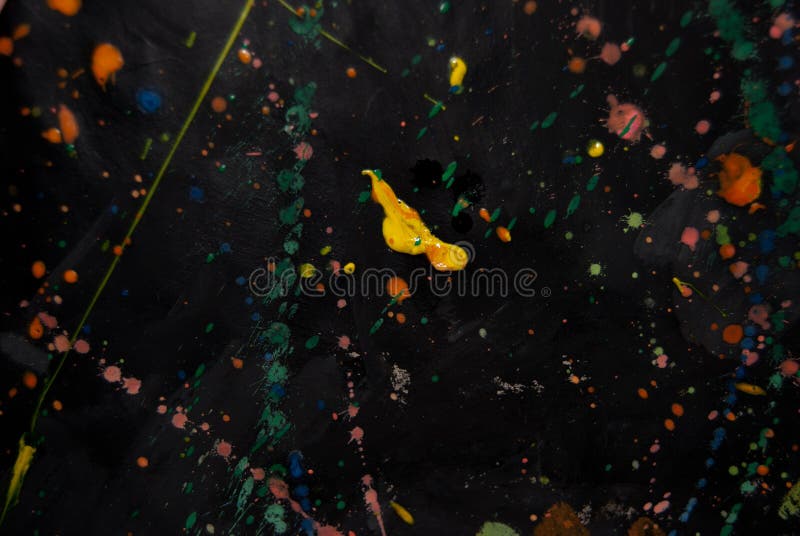 Colorful Acrilic Splashes on Black Background. Painted Stock Image ...