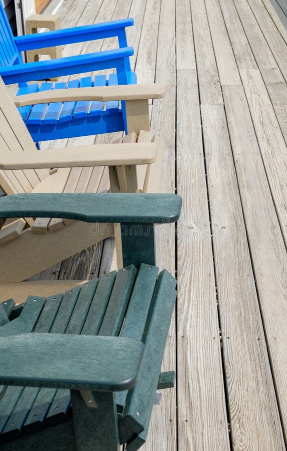 Colorful Adirondack Deck And Beach Chairs In Bright Blue 