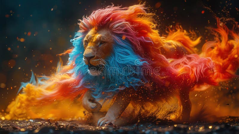 Colorful Anthropomorphic Lion with a Comical Expression royalty free illustration