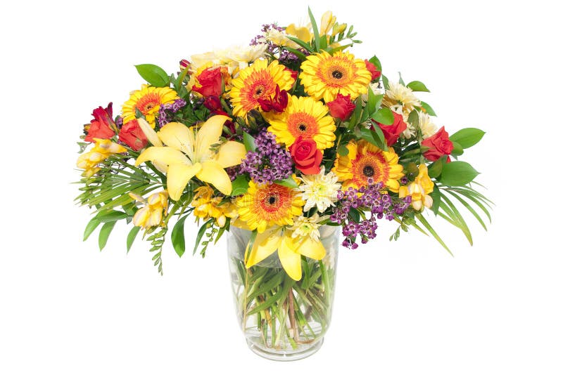 Colorful arrangement of lush spring flowers