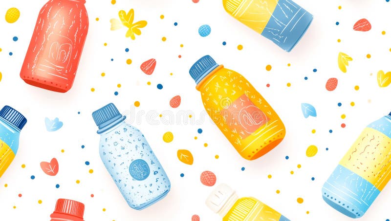 A colorful array of bottles with different colored caps stock photo
