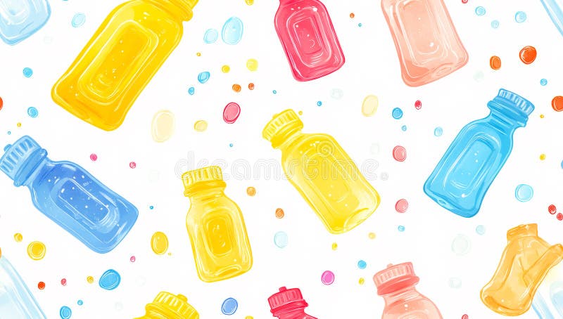 A colorful array of bottles with different colors and sizes royalty free stock images