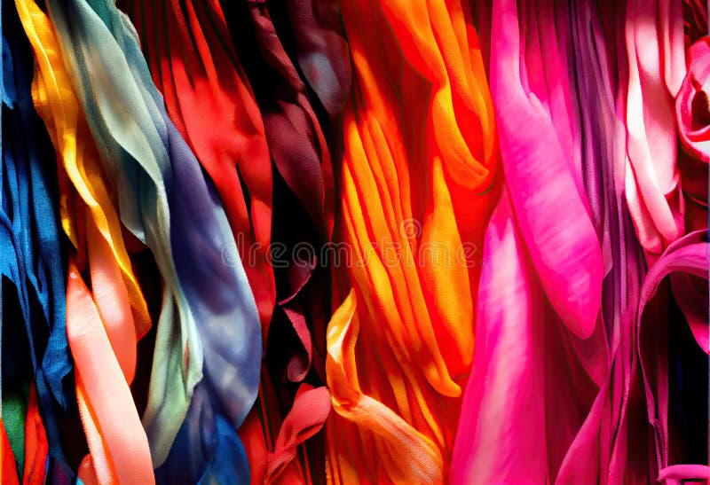 A colorful array of different colored flags. Generative AI stock illustration