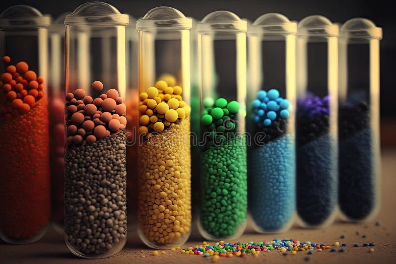 A Colorful Array of Seeds in Test Tubes, Ready To Be Planted Stock
