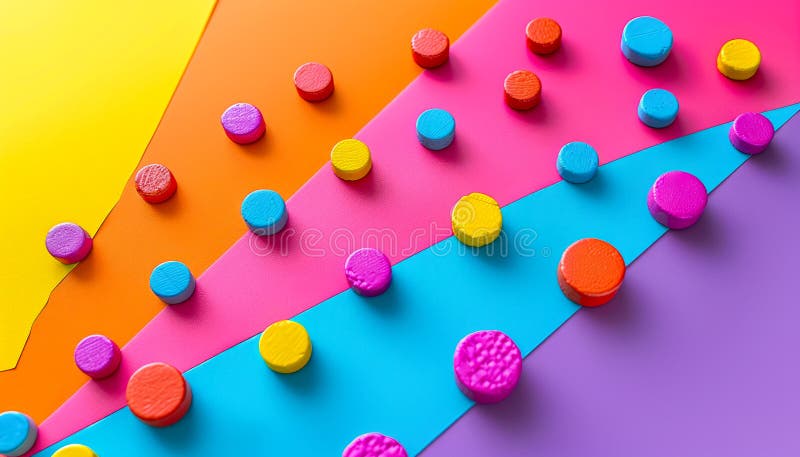 A colorful array of small round objects, possibly pills or beads royalty free stock photo