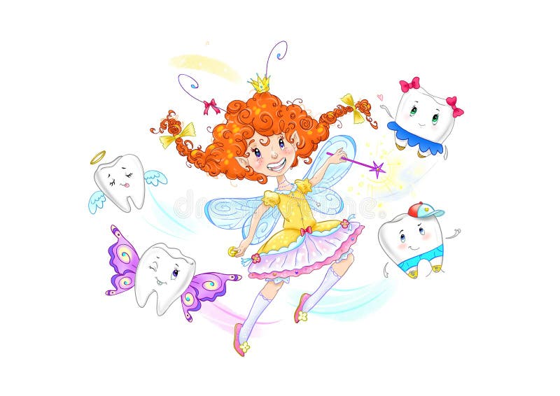 Funny cartoon tooth fairy on a white background royalty free illustration Funny cartoon tooth fairy on a white background royalty free illustration