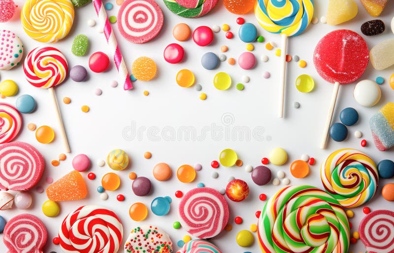 A colorful assortment of lollipops and candies on a white background. Ideal for Halloween vector illustration