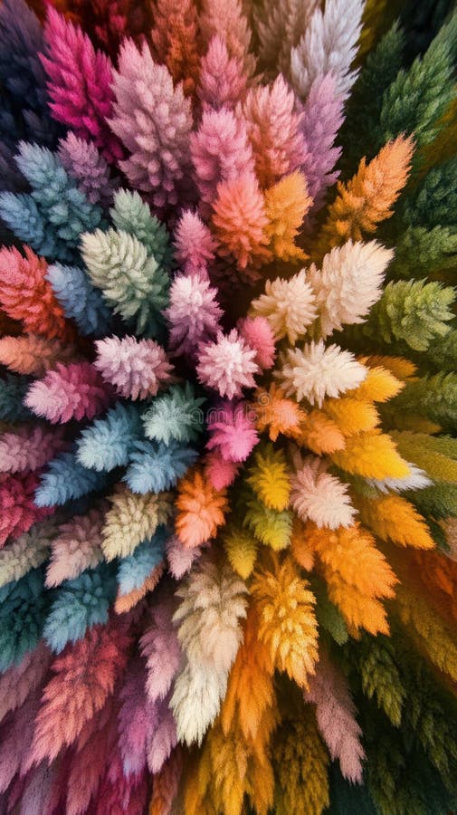 Colorful Assortment of Vibrant Textured Feathery