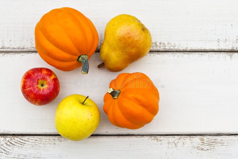 Colorful autumn fruits and vegetables