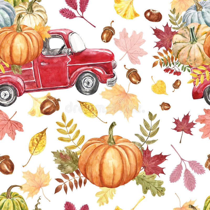 Autumn Air Thankful Ivory & Red Pumpkin Truck Rectangle Throw